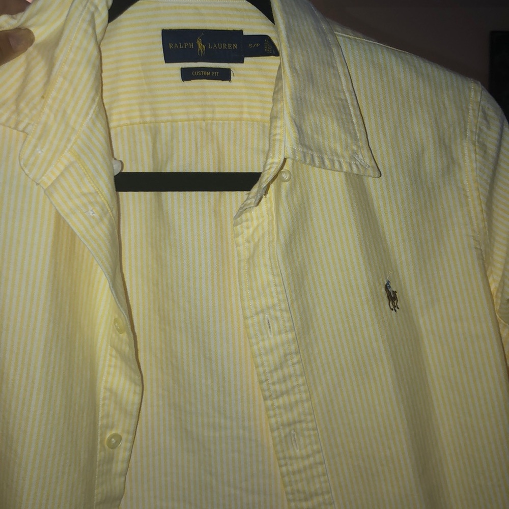 Striped yellow long sleeve button down